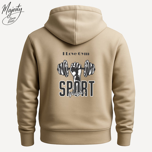 هودي بيج لعشاق الجيم |  Beige Hoodie For Gym Lovers