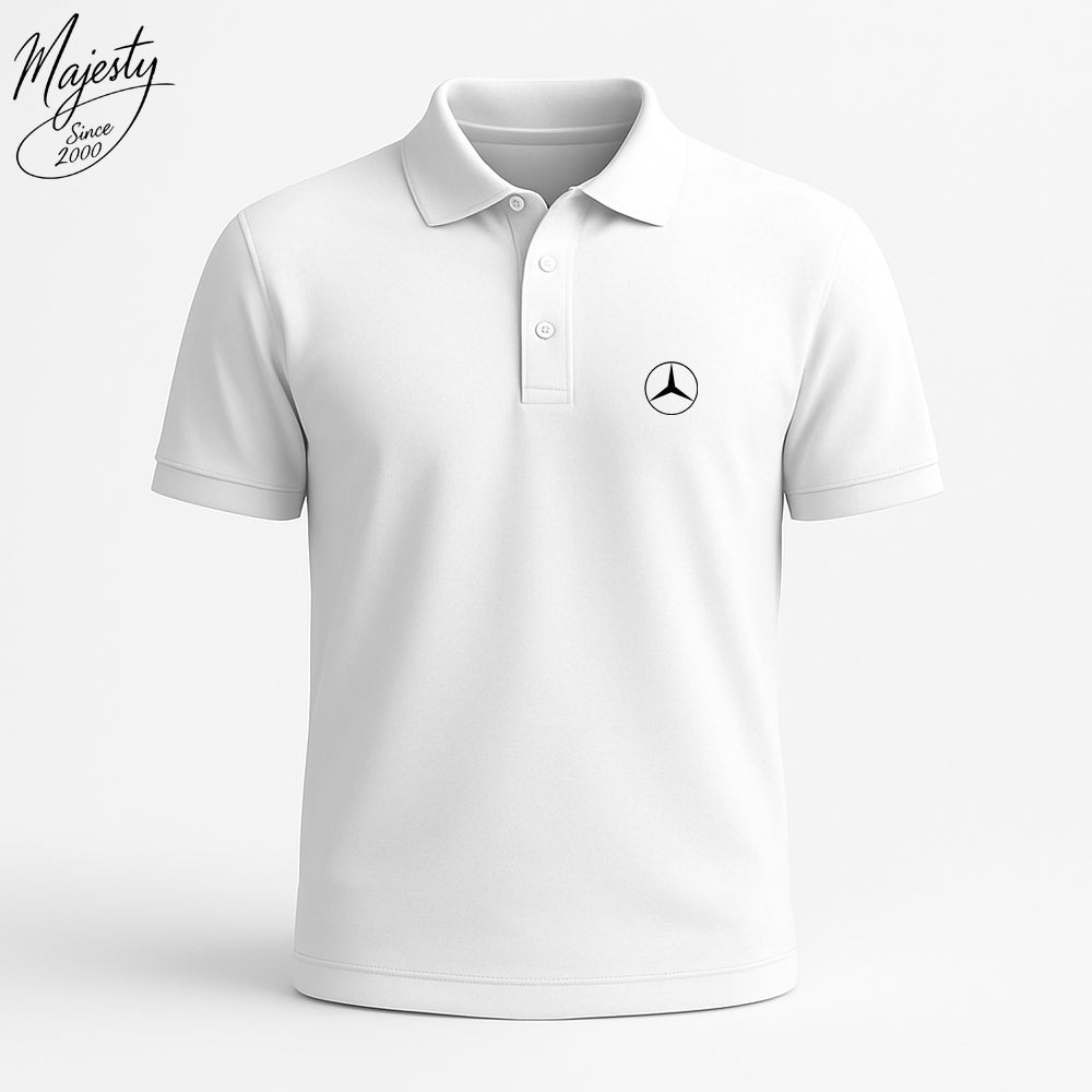 تيشيرت بولو أبيض - White Polo T-Shirt | ماجستي شوب